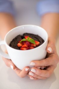 Chocolate Mug Cake with Strawberries